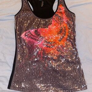Sequin Butterfly Tank Top